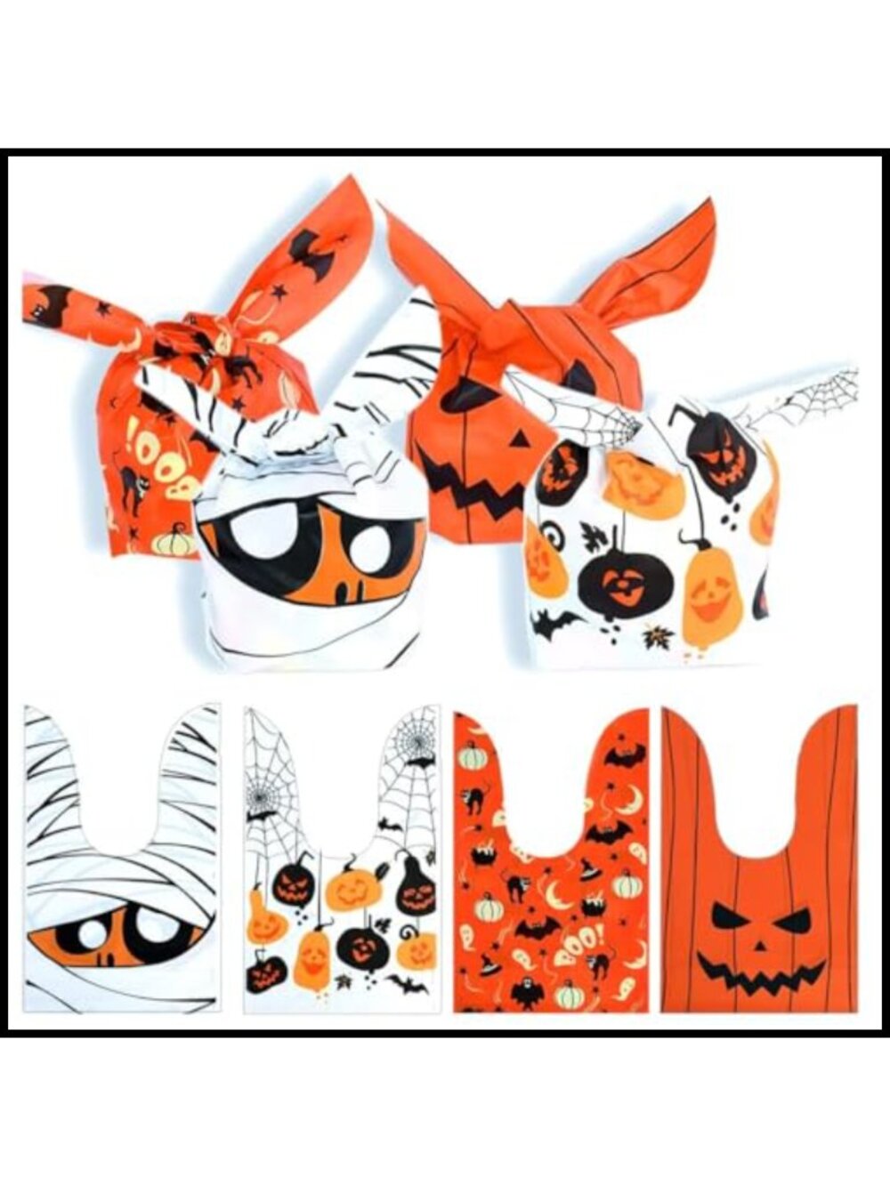 100Pcs Halloween Treat Bags EVA Rabbit Ear Goody Bags Candy Bags